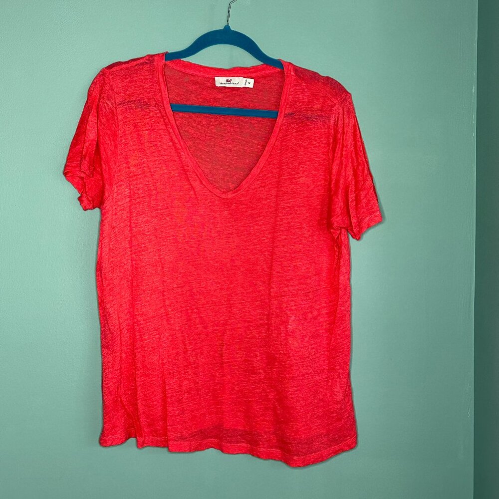 Vineyard Vine Linen V-Neck Tee - Medium